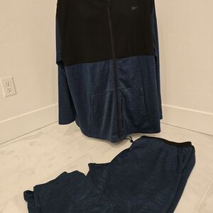 Reebok Black and Blue Zip-Up Hoodie and Pants Set